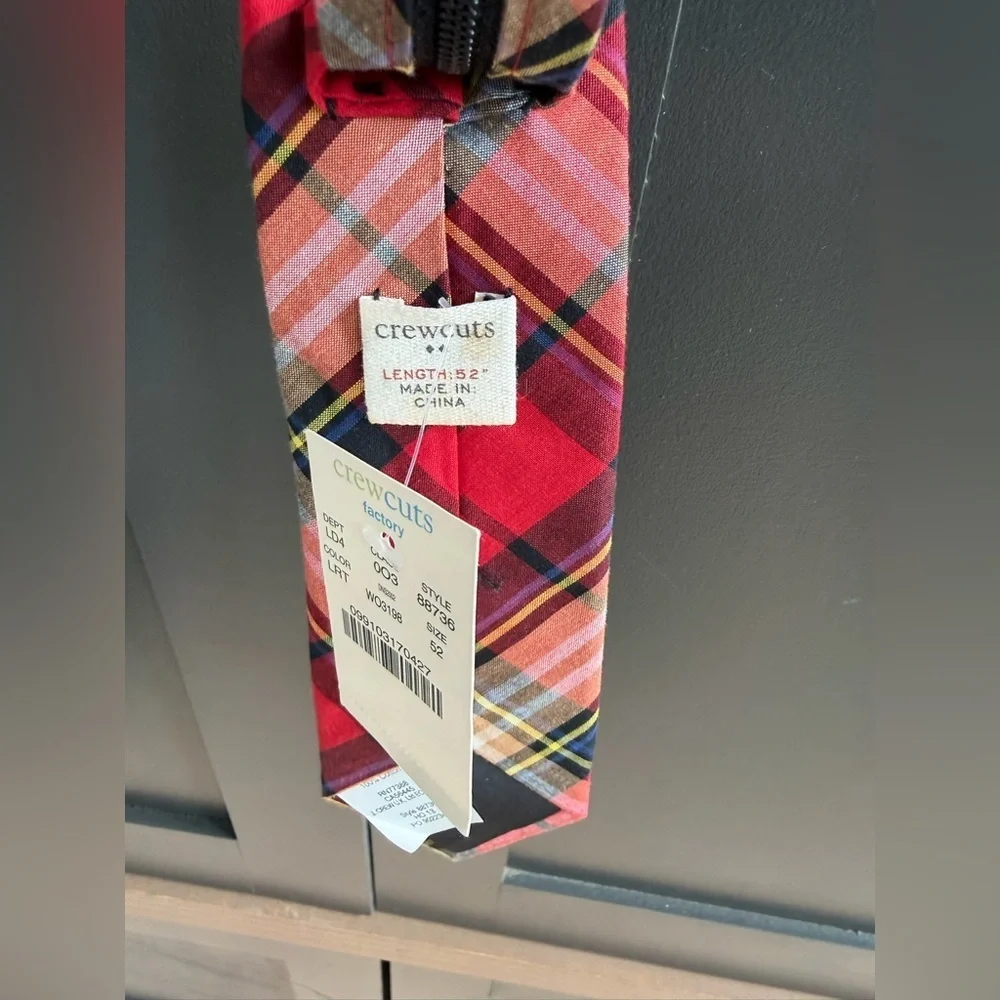 J. Crew | Crewcuts | Red Plaid Zip Tie | 52” Length | NWT
